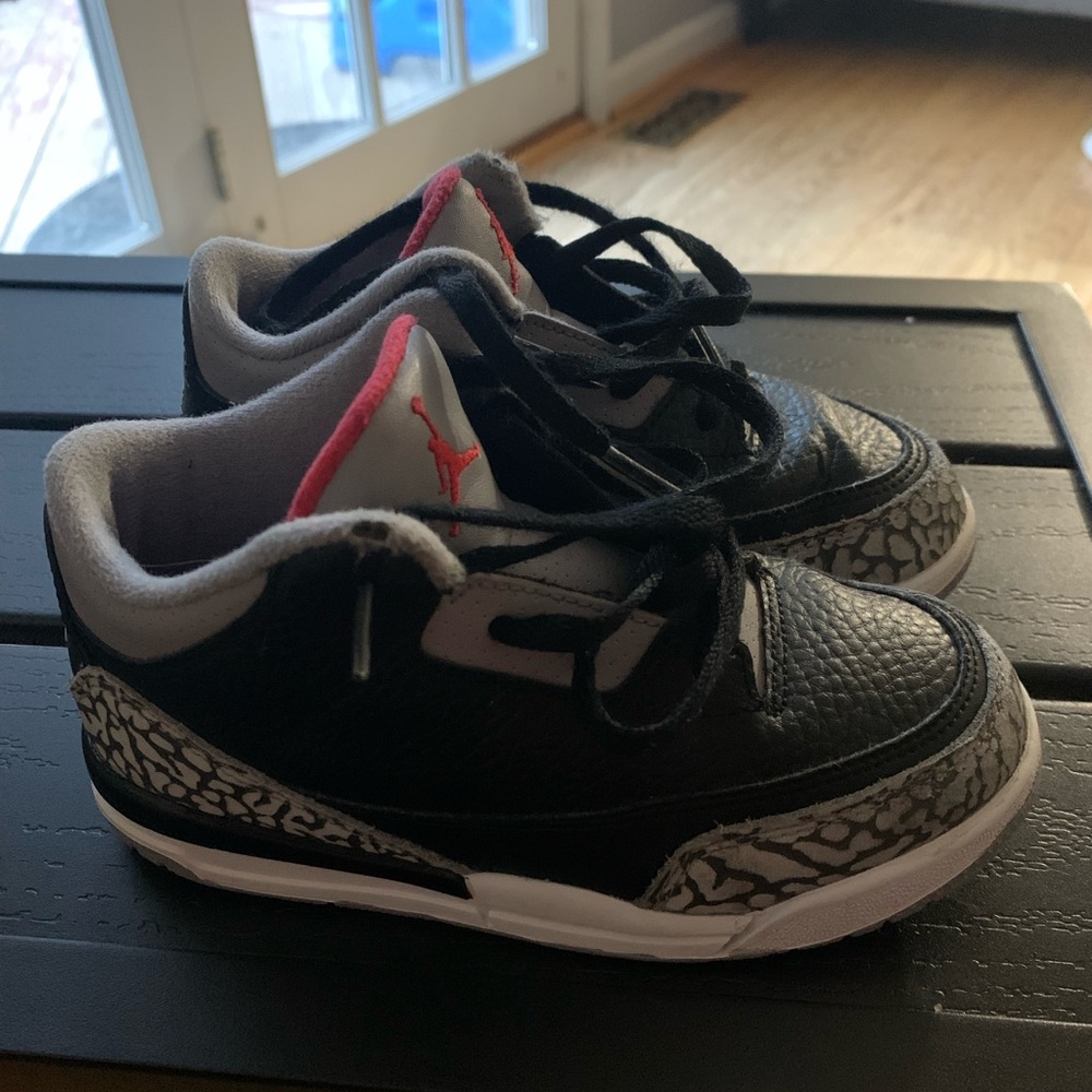 Jordan 3 Retro Black Cement Sneakers, Used, Size 10C, No box
